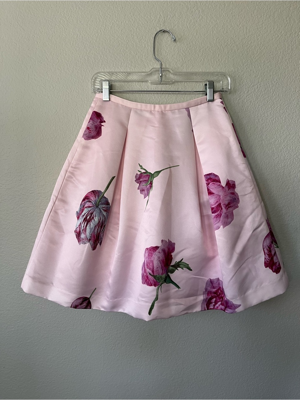 Ted Baker Pink & Green Floral Pleated Circle Skirt Women's Size 0/2